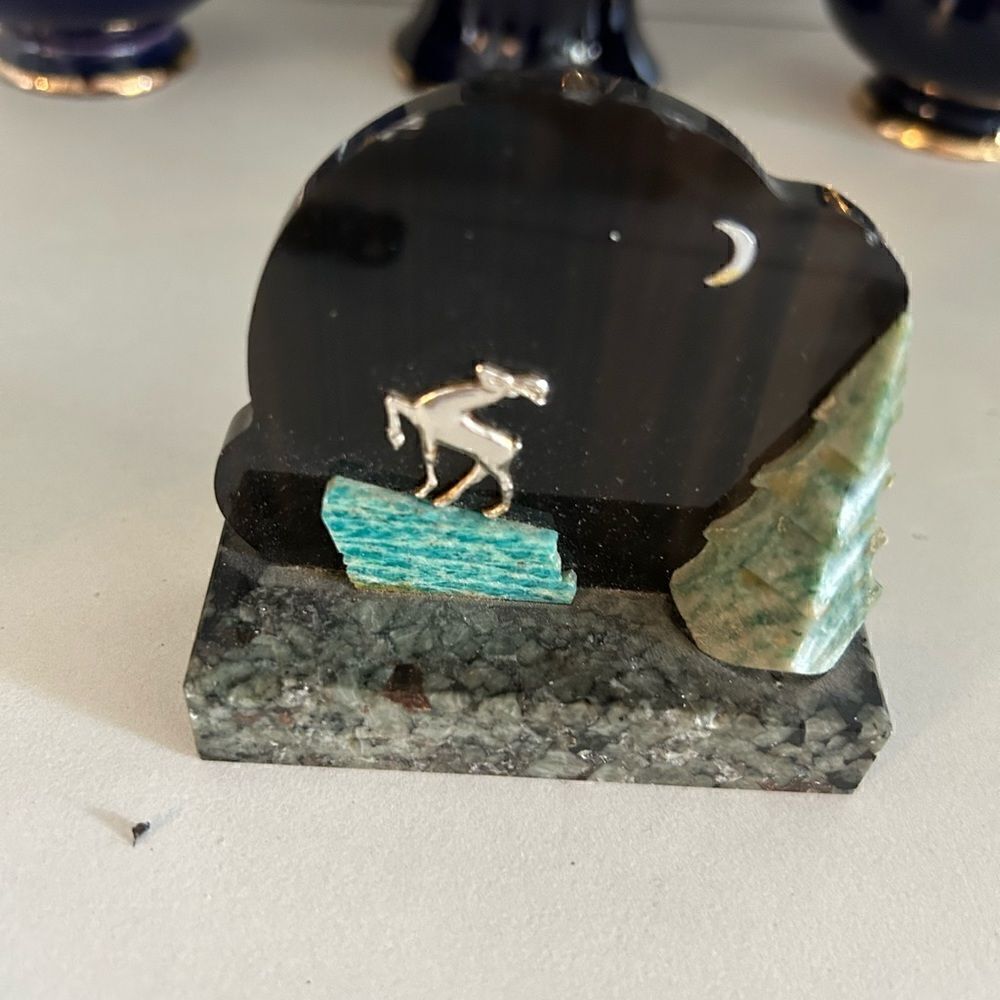 Vintage Natural Stone Sculpture | Night Scene Figurine | Handmade Decor